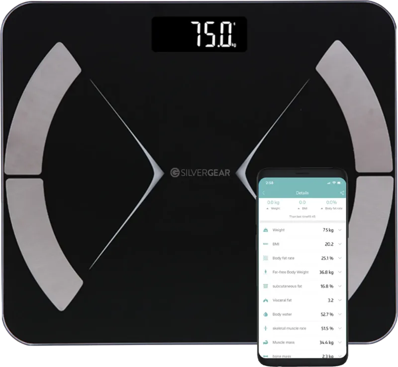 Silvergear Bluetooth Personenweegschaal Zwart